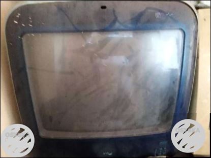 Black CRT TV With Remote