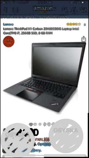 Lenovo thinkpad x1 carbon, intel i7 , 256 ssd ,