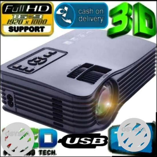 Watch LIVE TV A Big Screen Projector HDMI/VGA/AV/USB/SD Input