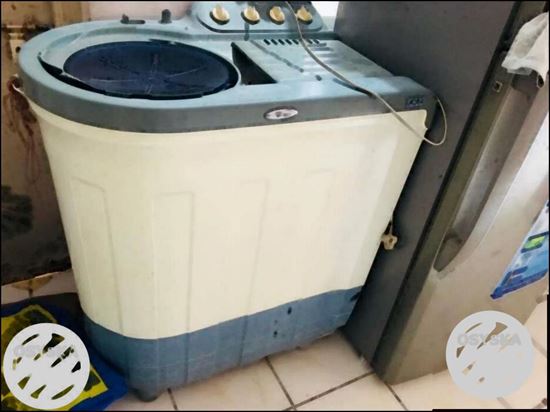 White And Black Front-load Clothes Washer