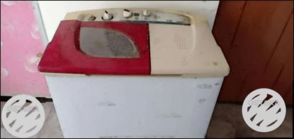 White And Red Front Load Washer