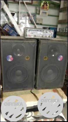 Two Black And Gray Speakers