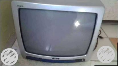 Gray CRT Television With Remote