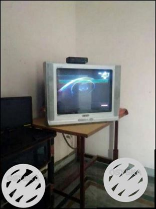 Gray CRT TV With Stand