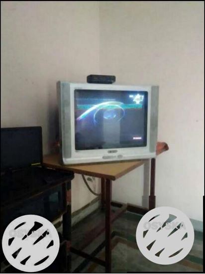 Gray CRT TV With Stand