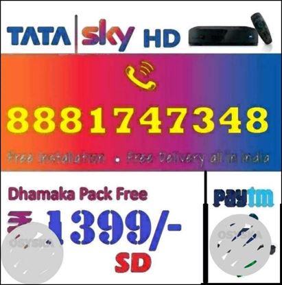 Tata Sky New DTH Connection (Free Installation)- CASH ON DELIVERY