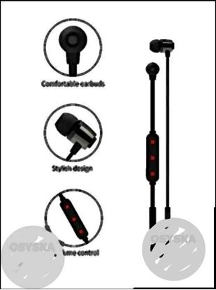 Black And Red Syska Accessories Wireless Bluetooth Earphones