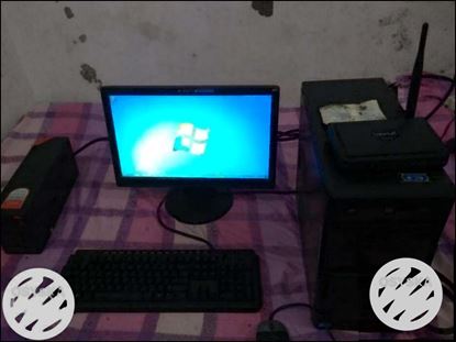HCL Computer (PC) + Beetel Wifi Modem + Intex UPS + Computer Table