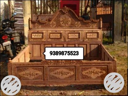 New Sheesham wood Antique Nakkashi Bed with Box